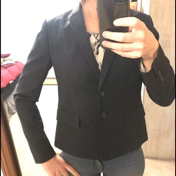 Ann Taylor Navy Pinstripe Jacket - Picture 2 of 6